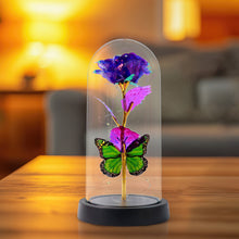 Led Preserved Rose With Colorful Butterfly In Plastic Dome (1 Pc  Mix Color)