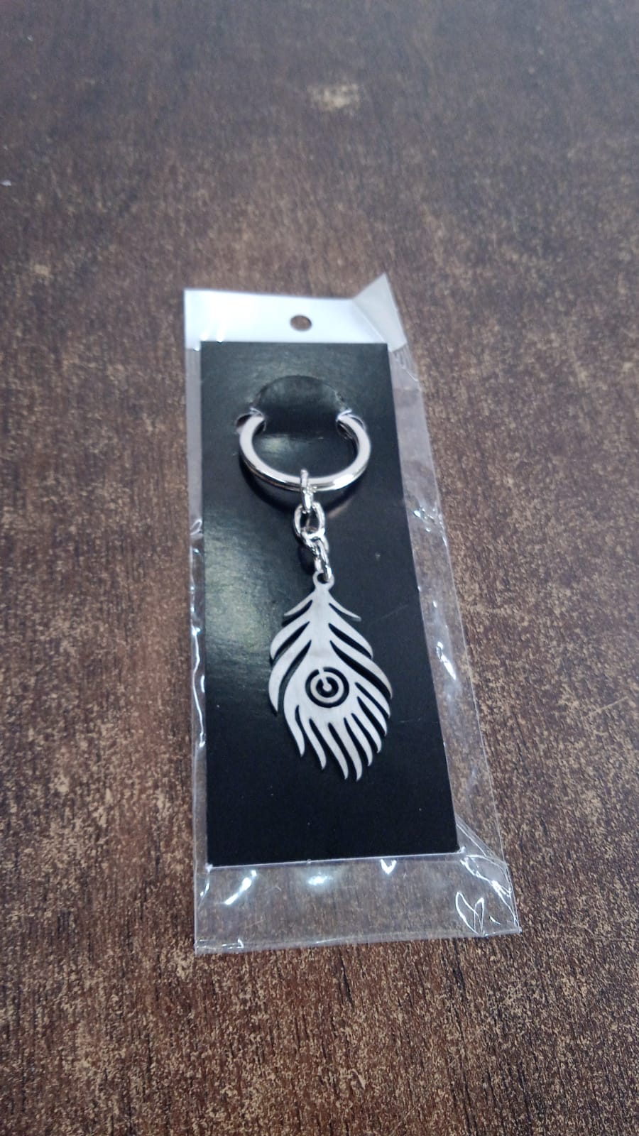 Stylish Stainless Steel Peacock Feather Keychain (1 Pc)