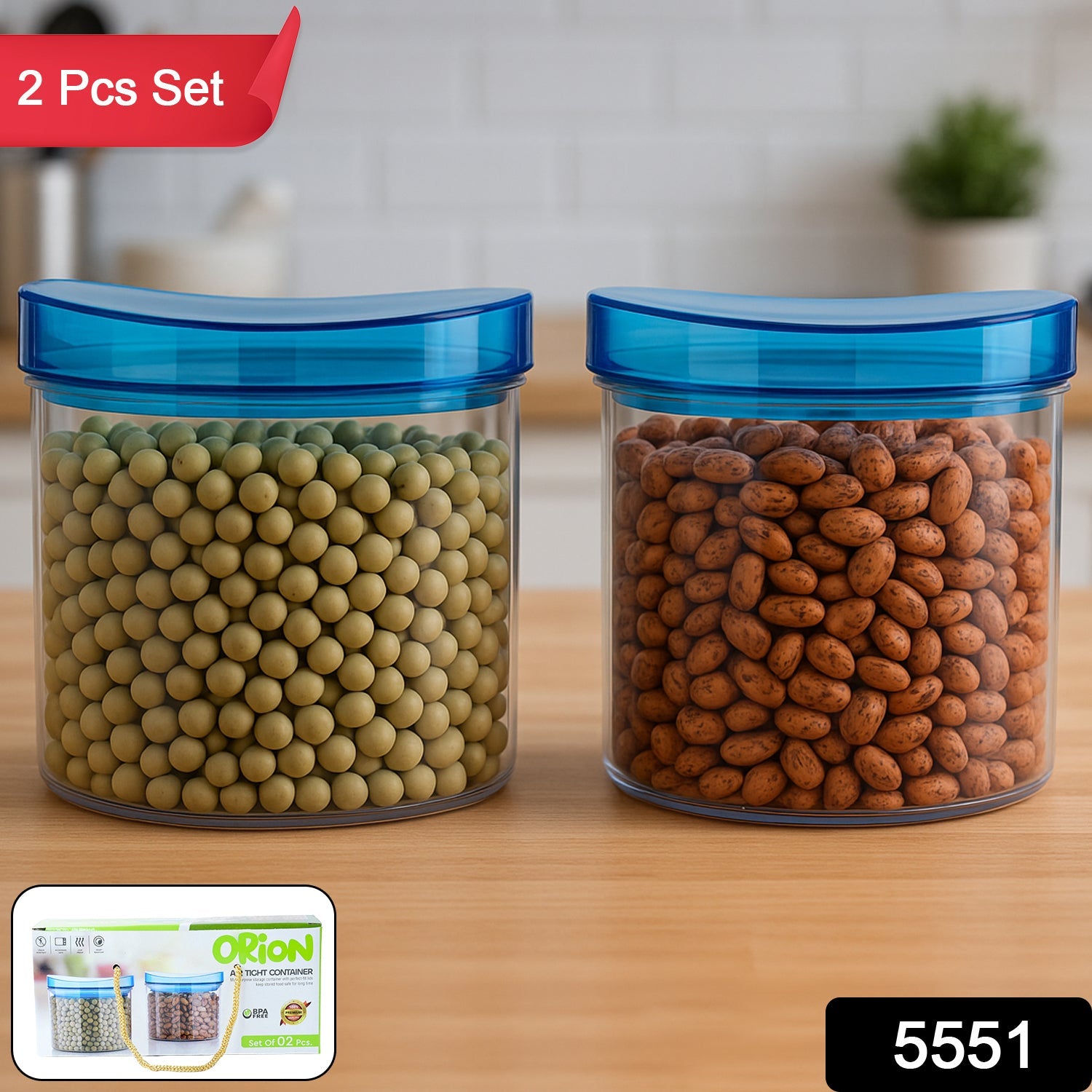 Air Tight & Unbreakable Kitchen Jar Set Food Storage Containers for Dry Fruits, Spices, Snacks, Pulses (2 Pcs Set)