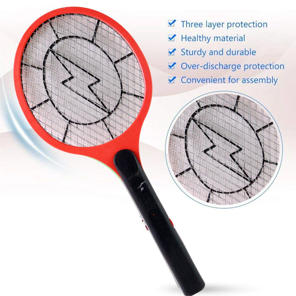 Red Rechargeable Electric Mosquito Killer Racket with Cable