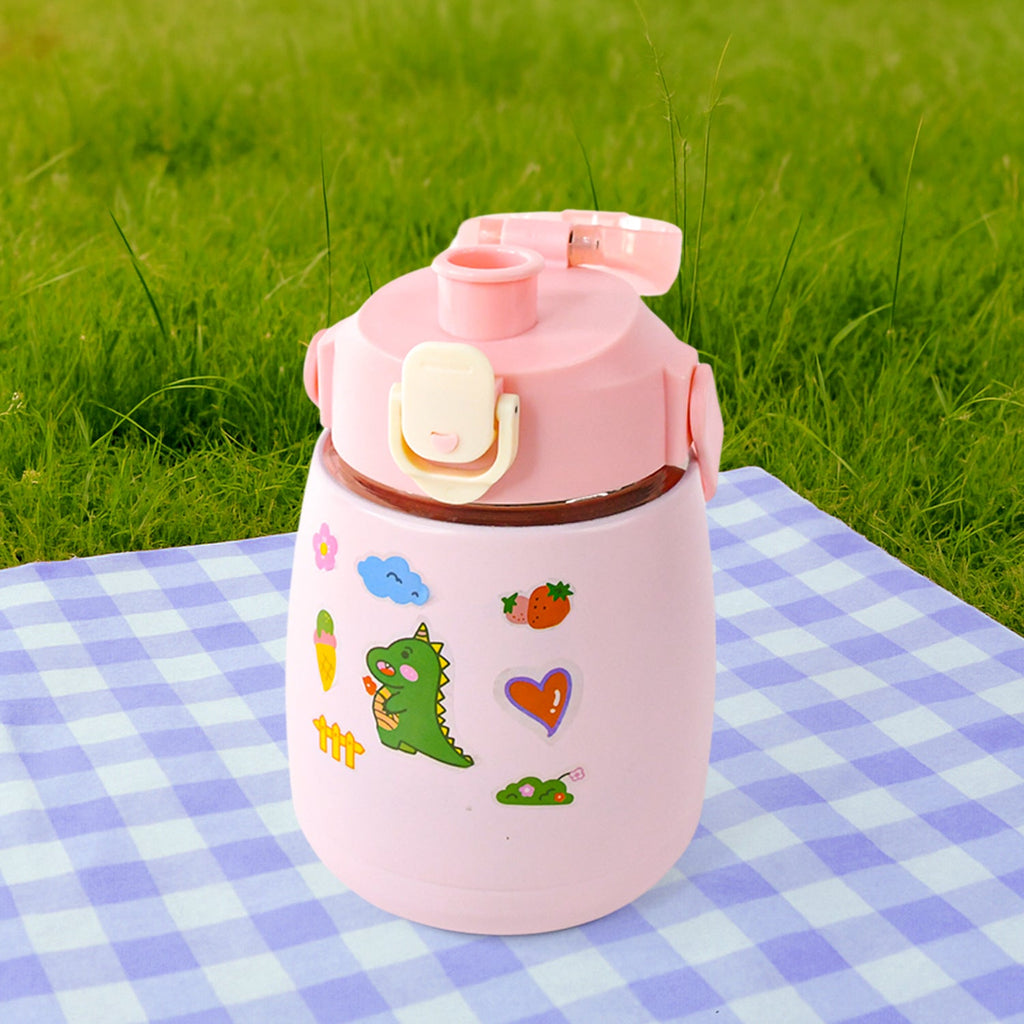 Stainless Steel Vacuum Insulated Water Bottle with Handle & Sticker (700 ML)