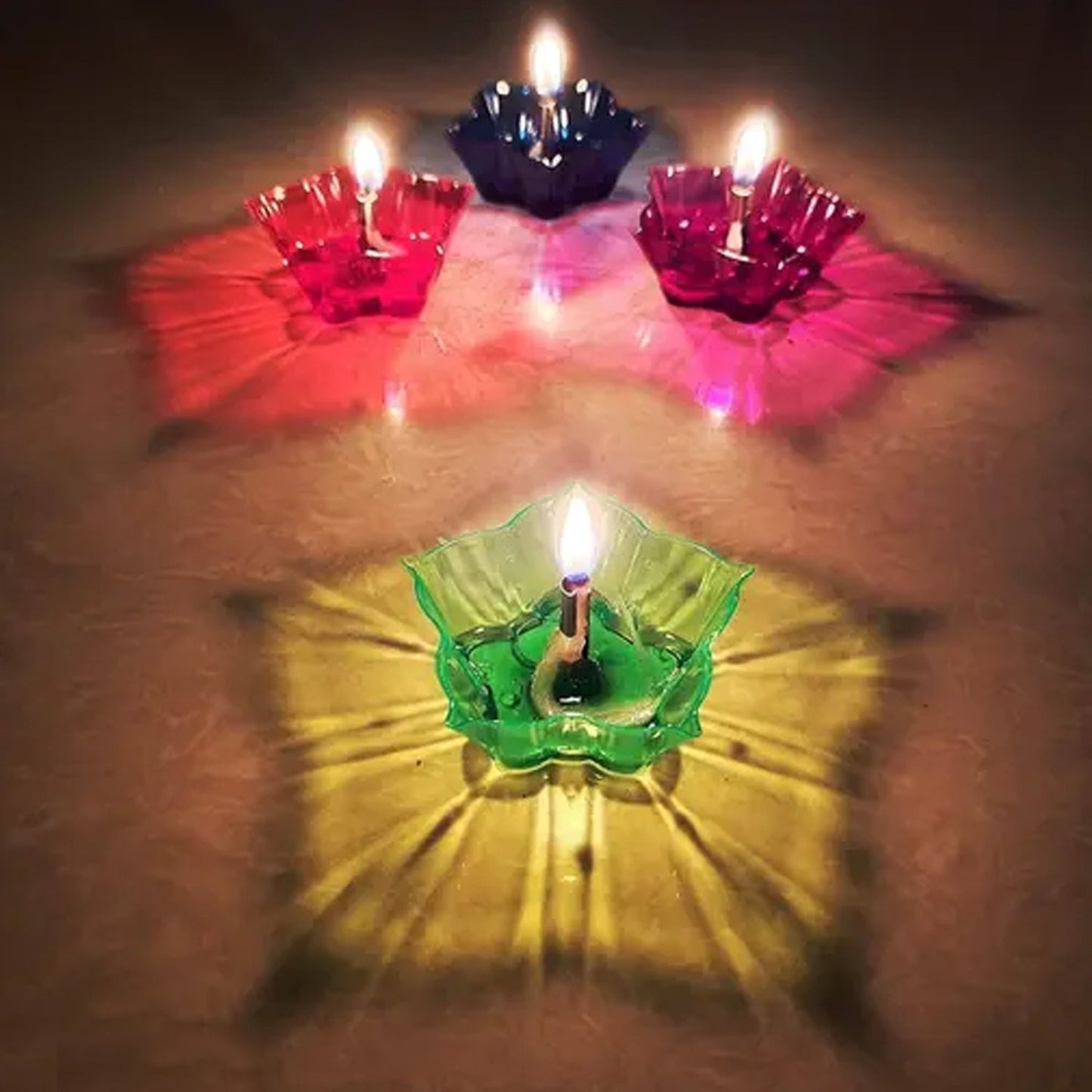 Magical Reflection Diya Set with 6 Attractive Design Cup Set Of 12 Pieces, Diwali