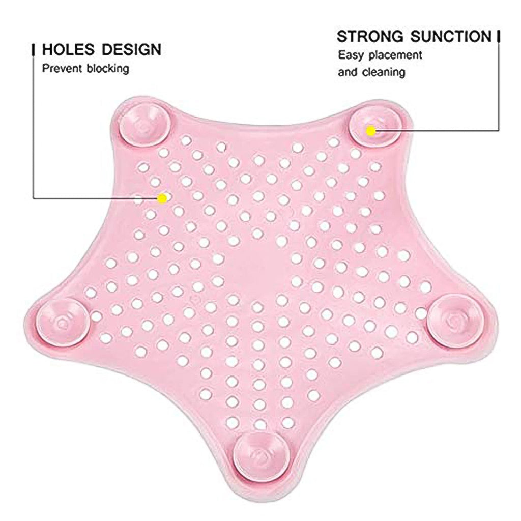 Baby Pink Silicone Star Shaped Sink Filter Bathroom Hair Catcher Drain Strainers for Basin