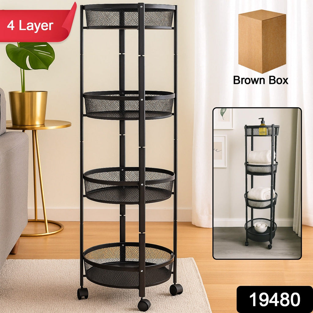 Freestanding 4-Tier Round Mesh Rack 