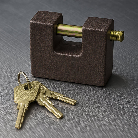 Iron lock, Brass Core and Thickened Spray Black Iron Door Lock With 5 pc Keys for Home Dormitory, Waterproof Antirust Anti-theft locks Outdoor Gate Shed Locks Warehouse Big Iron Door Drawer Lock (63 mm )