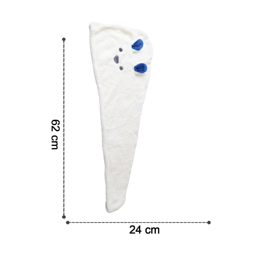 Soft Microfiber Hair Drying Towel Wrap with Cute Animal Ears & Button Closure (1 Pc)