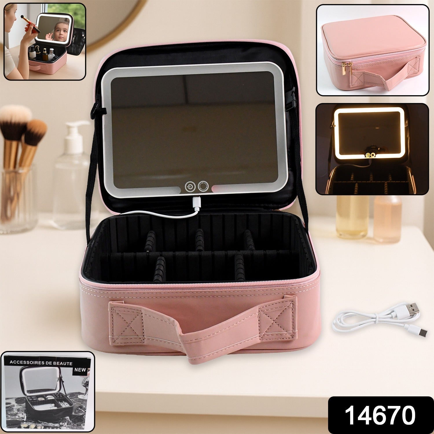 Travel Makeup Case with Lighted Mirror