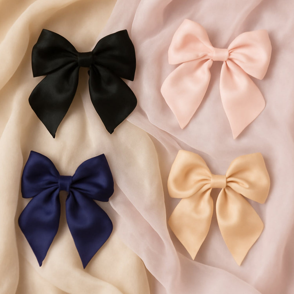 Floral Satin Bow Hair Clip