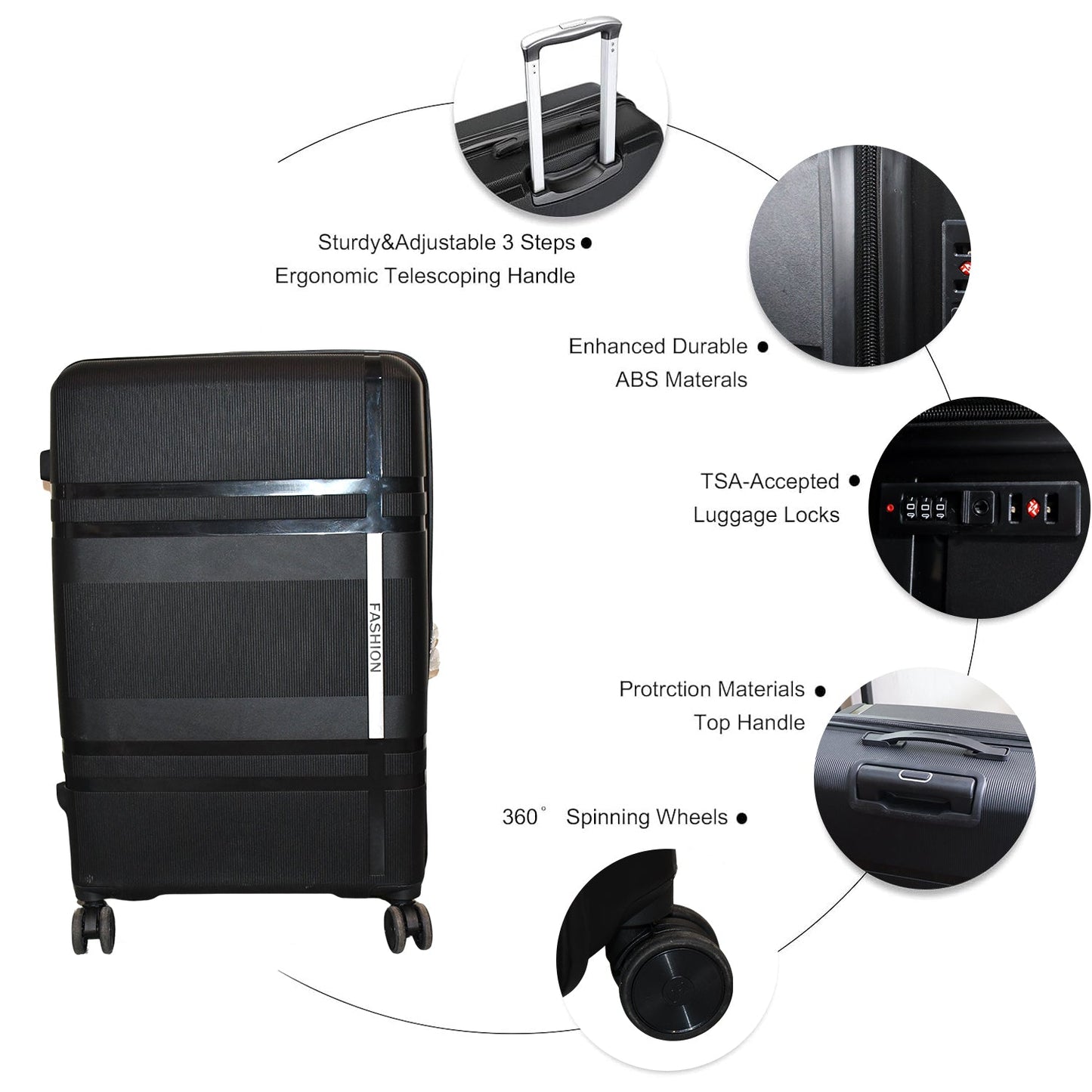 Mix Color Hard-Shell Luggage Trolley 4-Pc (set)