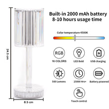 6605 Crystal Table Lamp  Touch Control Atmosphere Nightstand Lamp With Usb Charging Line