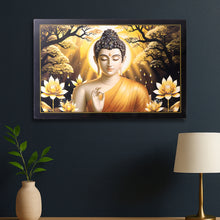 Decorative Lord Buddha Wall Painting With Wooden Frame Mix Design 45x30 Cm Approx (1 Pc)